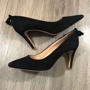 Caroll French Suede Black Pumps with Tassels